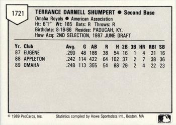 1989 ProCards Triple A #1721 Terry Shumpert Back