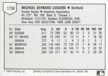 1989 ProCards Triple A #1738 Mike Loggins Back