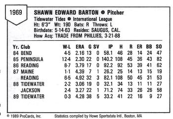 1989 ProCards Triple A #1969 Shawn Barton Back