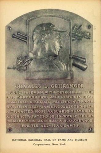 1946-52 Albertype Hall of Fame Plaque Postcards (Type 2) #NNO Charlie Gehringer Front