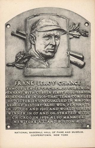 1953-55 Artvue Hall of Fame Plaque Postcards (Type 1) #NNO Frank Chance Front