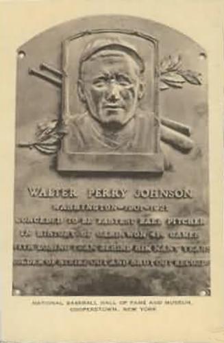 1953-55 Artvue Hall of Fame Plaque Postcards (Type 1) #NNO Walter Johnson Front