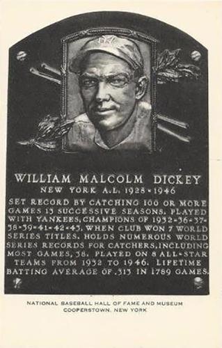 1956-63 Artvue Hall of Fame Plaque Postcards (Type 2) #NNO Bill Dickey Front
