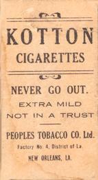 1911-16 People's Tobacco Kotton (T216) #NNO Bill Bergen Back