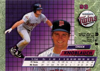 1992 Ultra #93 Chuck Knoblauch Back