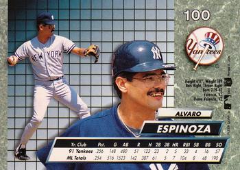 1992 Ultra #100 Alvaro Espinoza Back