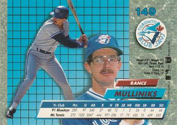 1992 Ultra #149 Rance Mulliniks Back