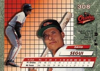 1992 Ultra #308 David Segui Back
