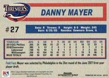 2019 Grandstand Clearwater Threshers #NNO Danny Mayer Back