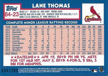 2019 Topps Update - 1984 Topps Baseball 35th Anniversary Black #84-23 Lane Thomas Back