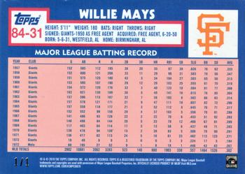 2019 Topps Update - 1984 Topps Baseball 35th Anniversary Platinum #84-31 Willie Mays Back
