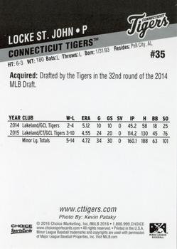 2016 Choice Connecticut Tigers #35 Locke St. John Back