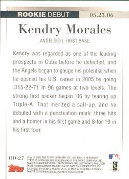 2006 Topps Updates & Highlights - Rookie Debut #RD-27 Kendry Morales Back