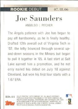 2006 Topps Updates & Highlights - Rookie Debut #RD-44 Joe Saunders Back