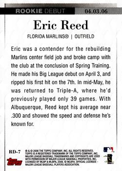 2006 Topps Updates & Highlights - Rookie Debut #RD-7 Eric Reed Back