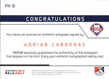 2006 TriStar Prospects Plus - Farm Hands Autographs #FH9 Adrian Cardenas Back