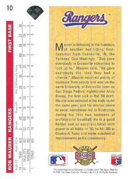 1992 Upper Deck #10 Rob Maurer Back