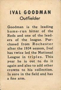 1938 Cincinnati Reds (W711-1) #NNO Ival Goodman Back