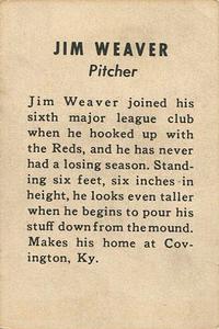 1938 Cincinnati Reds (W711-1) #NNO Jim Weaver Back