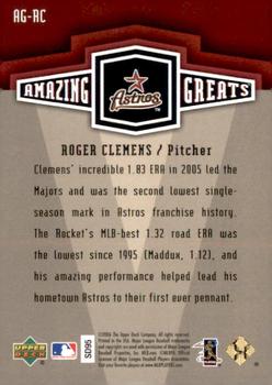 2006 Upper Deck - Amazing Greats Gold #AG-RC Roger Clemens Back