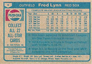 1980 Pepsi-Cola All-Stars #6 Fred Lynn Back