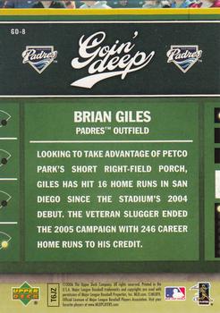 2006 Upper Deck First Pitch - Goin Deep #GD-8 Brian Giles Back