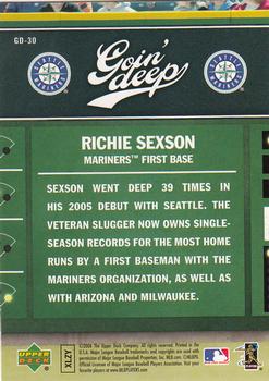2006 Upper Deck First Pitch - Goin Deep #GD-30 Richie Sexson Back
