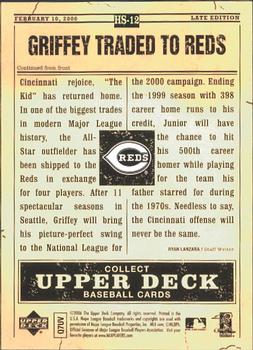 2006 Upper Deck First Pitch - Hot Stove Headlines #HS-12 Ken Griffey Jr. Back
