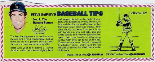 1979 Post Raisin Bran Steve Garvey's Baseball Tips #1 The Batting Stance Front