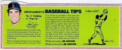 1979 Post Raisin Bran Steve Garvey's Baseball Tips #5 Fielding a Pop-up Front