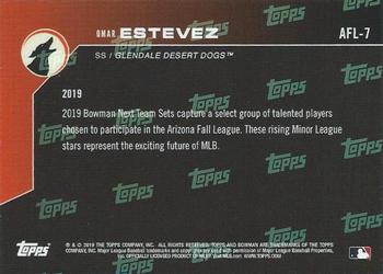 2019 Bowman Next Glendale Desert Dogs #AFL-7 Omar Estevez Back