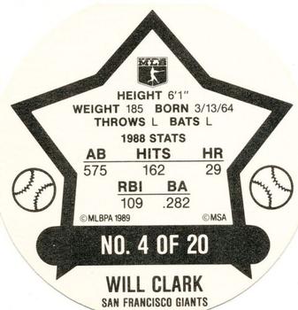 1989 Our Own Tea Discs #4 Will Clark Back