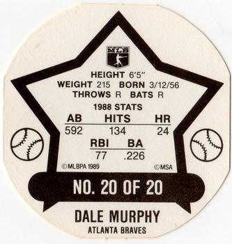 1989 Our Own Tea Discs #20 Dale Murphy Back
