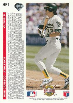 1992 Upper Deck - Homerun Heroes #HR1 Jose Canseco Back