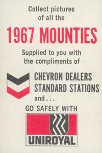 1967 Chevron/Uniroyal Vancouver Mounties #NNO Woody Huyke Back