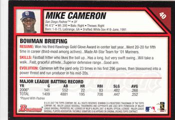 2007 Bowman - Gold #40 Mike Cameron Back