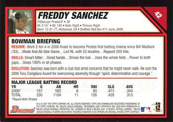 2007 Bowman - Gold #42 Freddy Sanchez Back