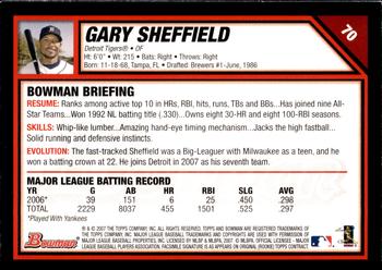 2007 Bowman - Gold #70 Gary Sheffield Back