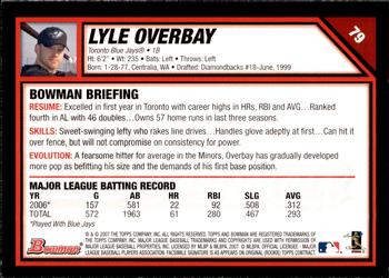 2007 Bowman - Gold #79 Lyle Overbay Back