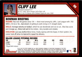 2007 Bowman - Gold #86 Cliff Lee Back
