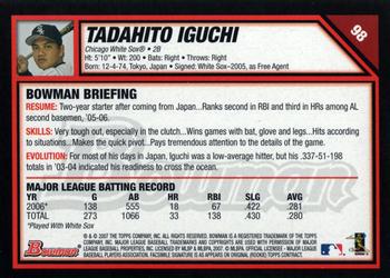 2007 Bowman - Gold #98 Tadahito Iguchi Back
