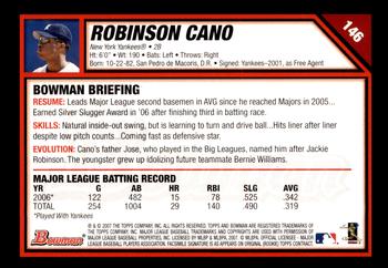 2007 Bowman - Gold #146 Robinson Cano Back
