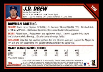 2007 Bowman - Gold #168 J.D. Drew Back