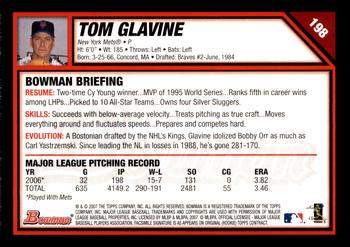 2007 Bowman - Gold #198 Tom Glavine Back