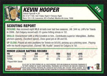 2007 Bowman - Gold #216 Kevin Hooper Back