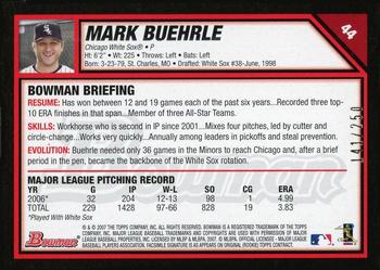 2007 Bowman - Orange #44 Mark Buehrle Back