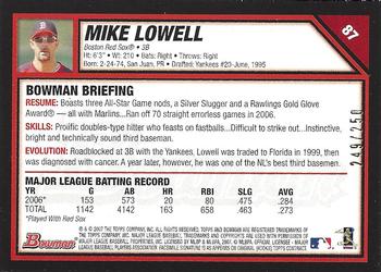 2007 Bowman - Orange #87 Mike Lowell Back