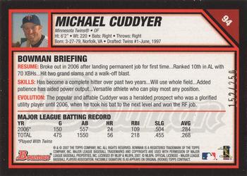 2007 Bowman - Orange #94 Michael Cuddyer Back