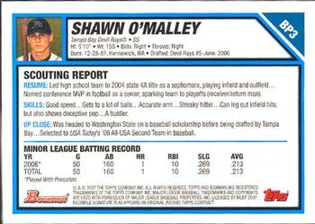 2007 Bowman - Prospects #BP3 Shawn O'Malley Back