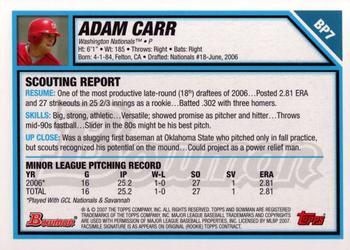 2007 Bowman - Prospects #BP7 Adam Carr Back